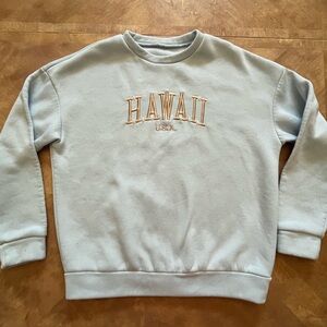 Light Blue ‘Hawaii USA’ Crewneck Sweater - SHEIN - Oversized - S
